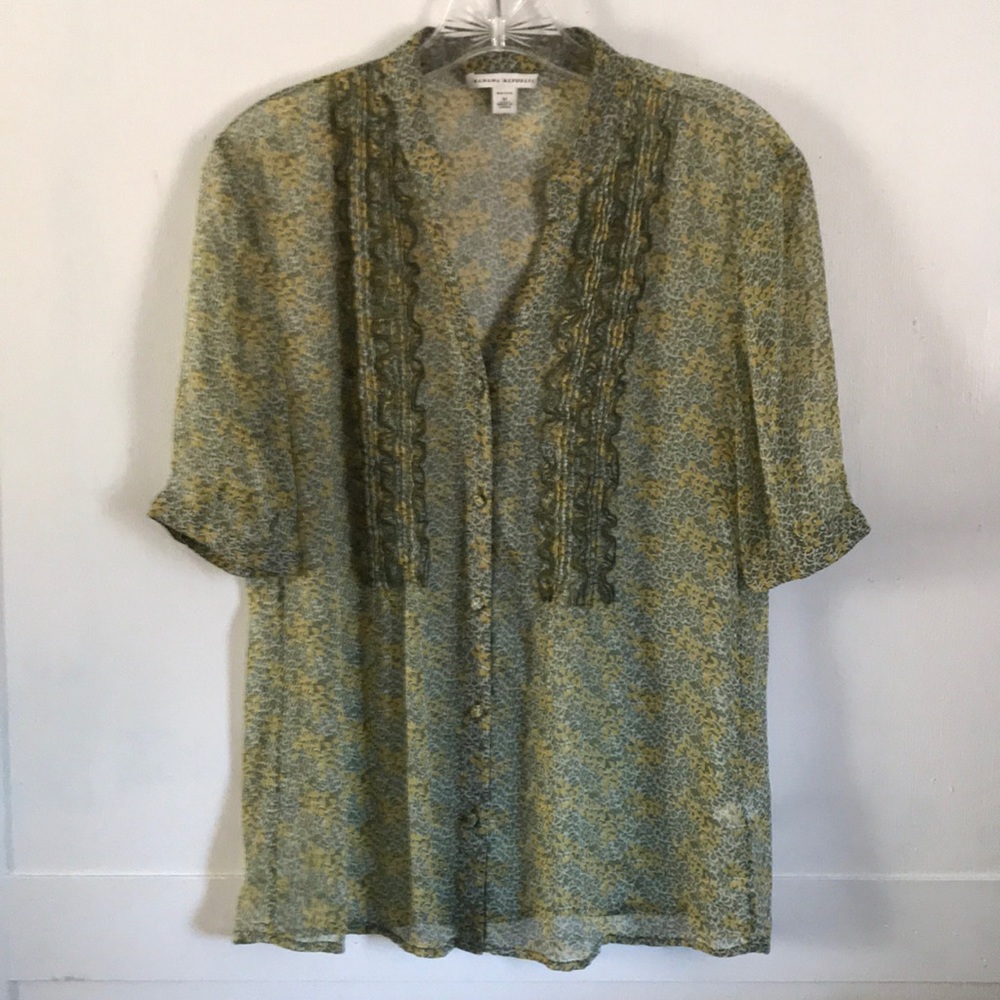 Sheer Ruffled Top Banana Republic Medium